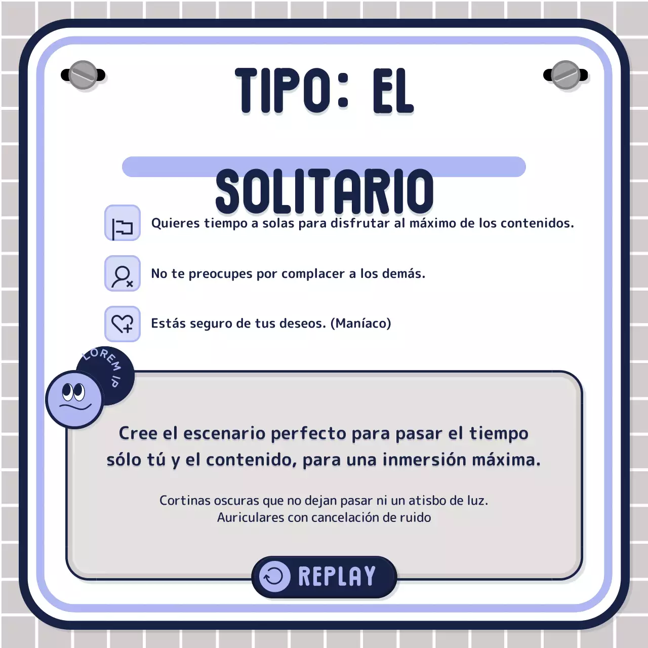 Test de texto sencillo en rosa malva azul marino