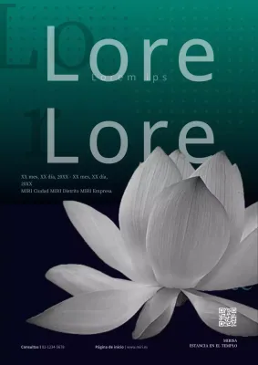 Arte promocional de estancia en templo moderno y oriental con flores de loto negras y verdes