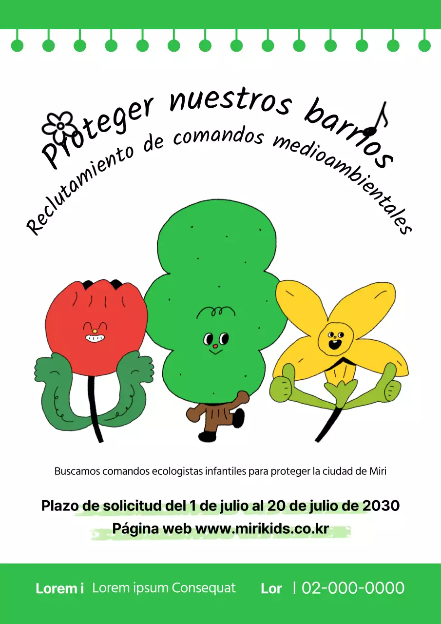 Un bonito póster verde ilustrado sobre el medio ambiente