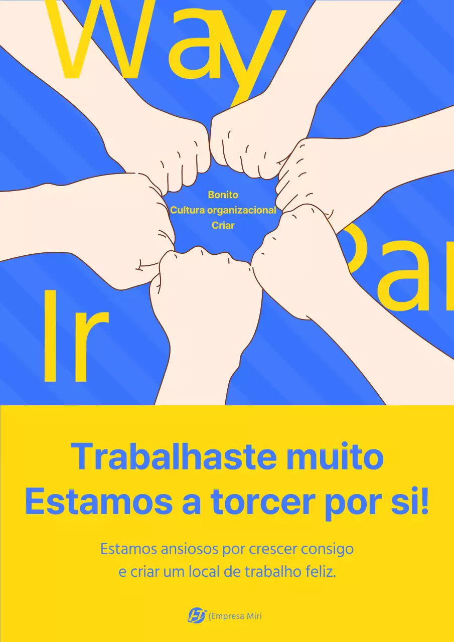 Cartaz de animação do Dia do Trabalhador em dois tons de azul e amarelo