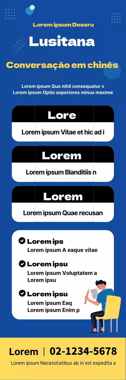 azul amarelo letras destacadas ilustração escola elegante chinês hopop