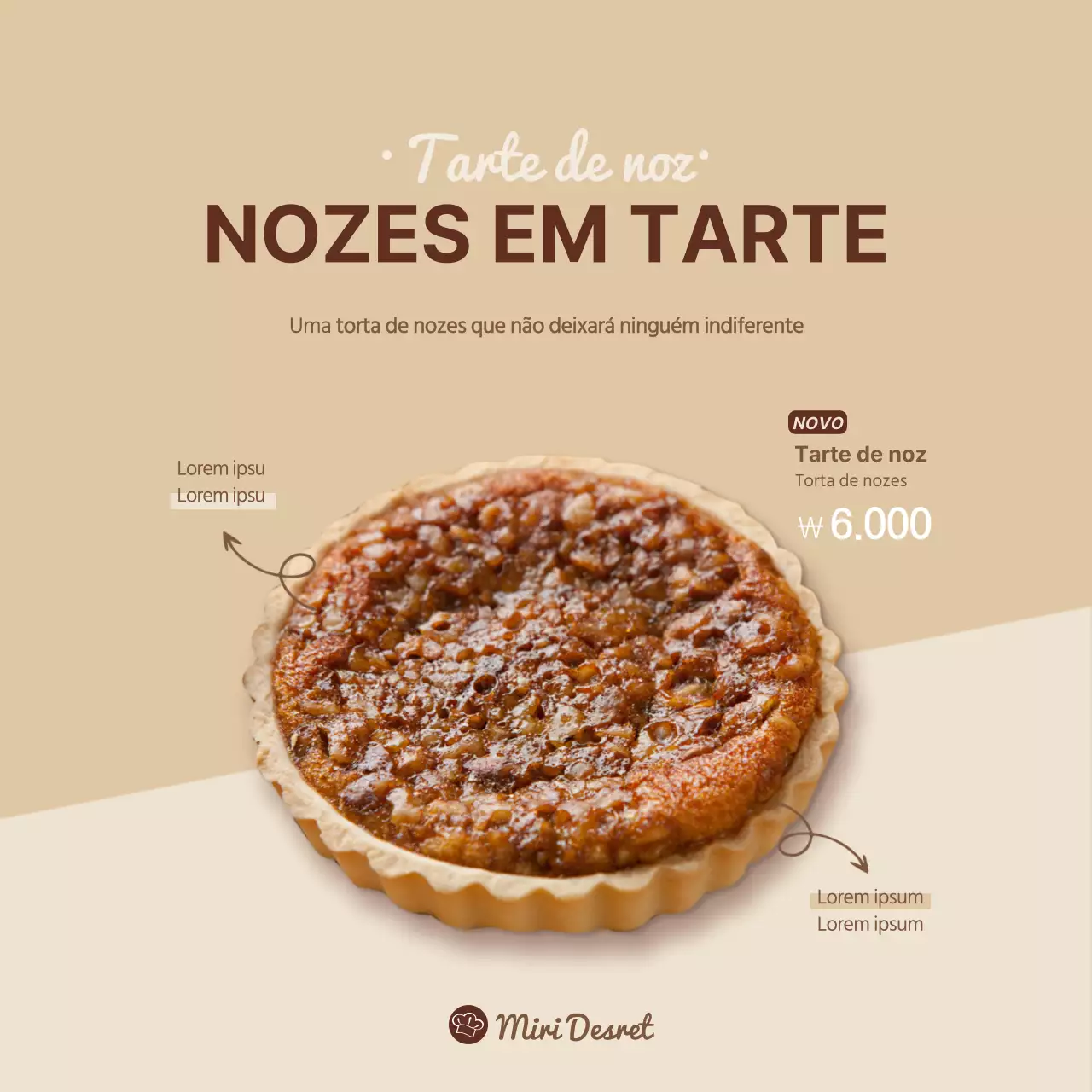 Bandeja de tarte de noz castanha