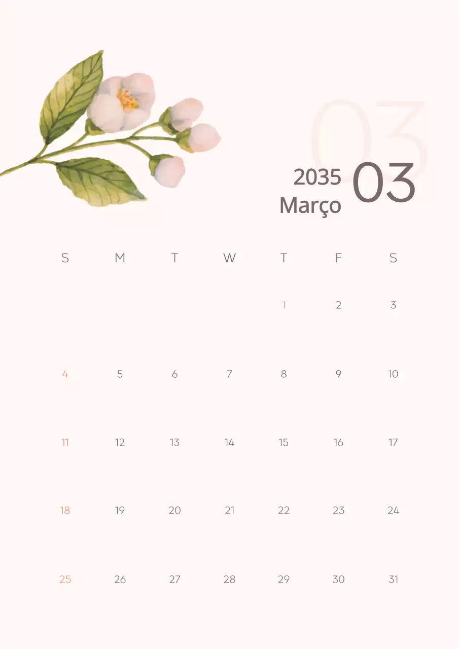 Calendário de flores