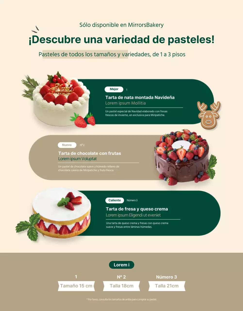Verde Invierno Ilustración Pastel de Navidad Personalización Cena de Navidad Página Detalle