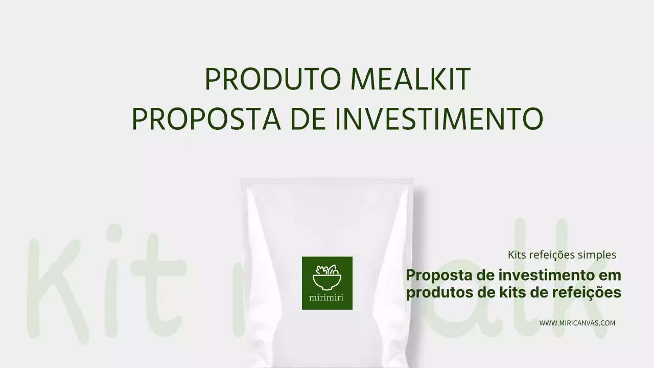 Propostas de investimento para produtos "grey millkit" em verde