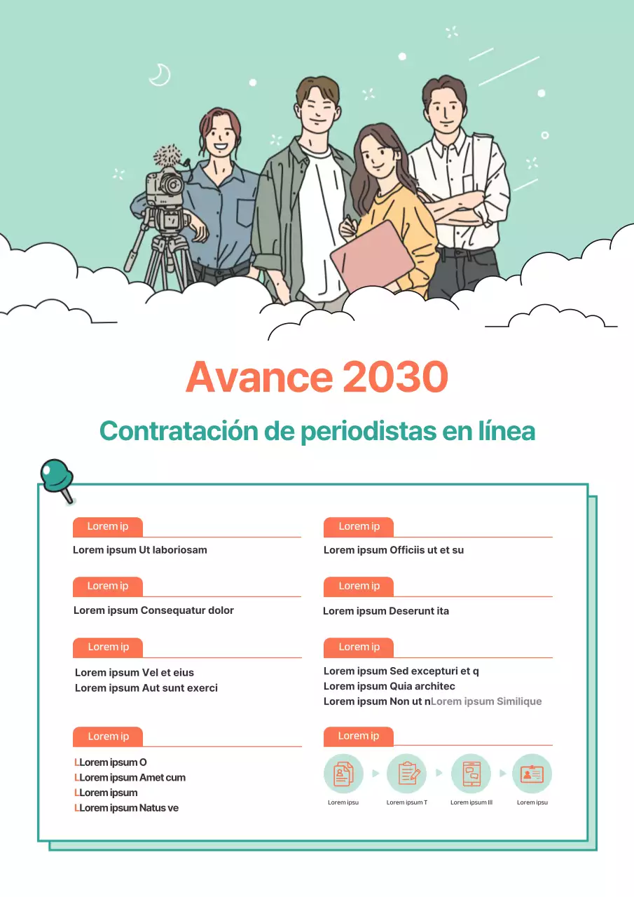 Un cartel de empleo ilustrado, limpio y en color menta