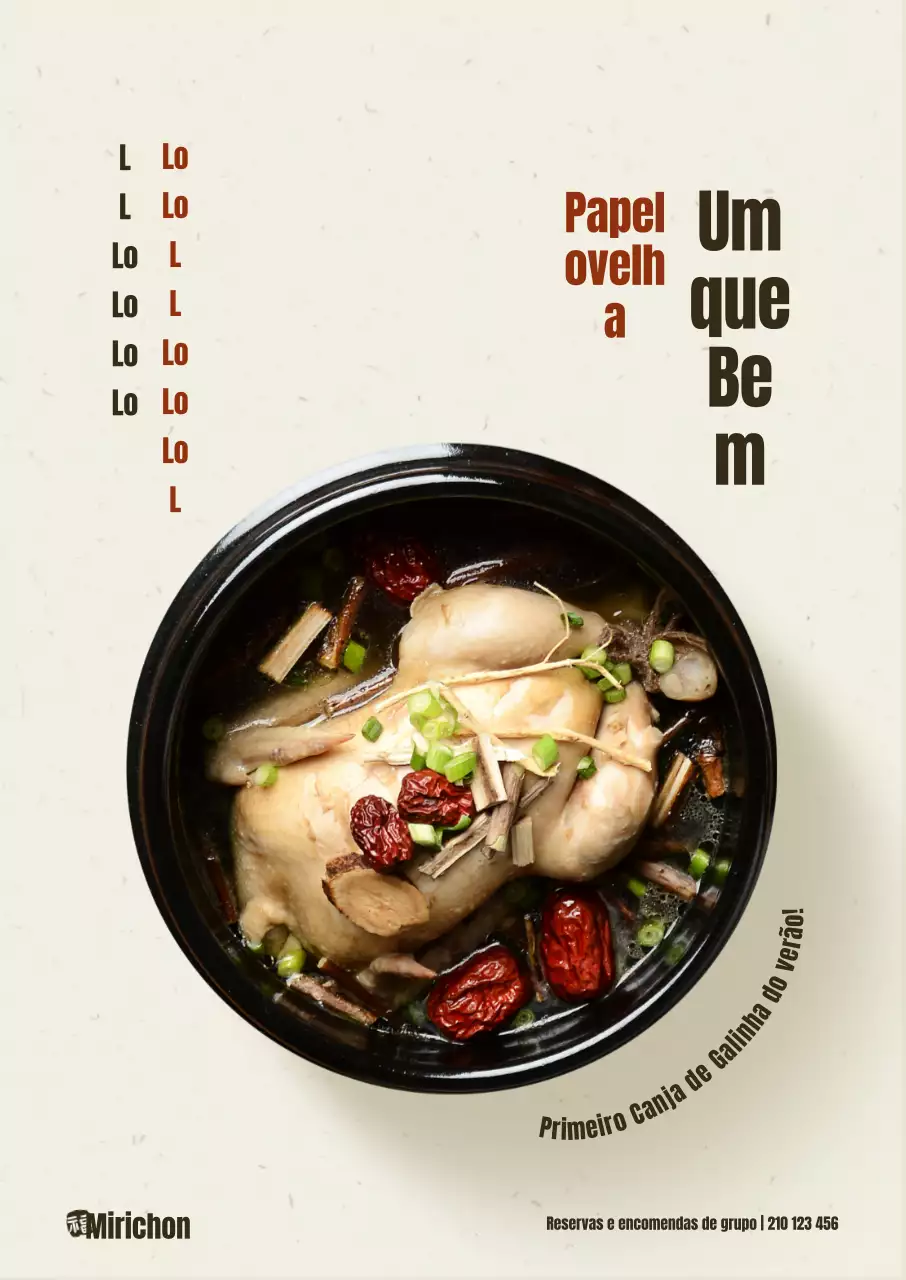 Promover um novo menu de udon branco e vermelho