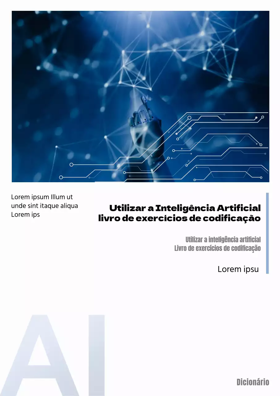 Capa do caderno de exercícios de codificação azul simples