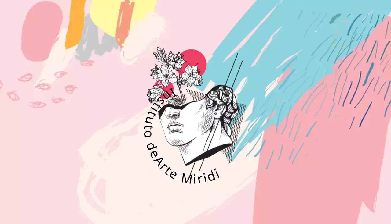 Céu cor-de-rosa ilustração logotipo escola de arte cartão de visita