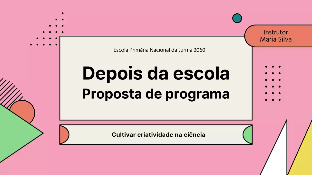 Carteira de propostas de programas pós-escolares cor-de-rosa