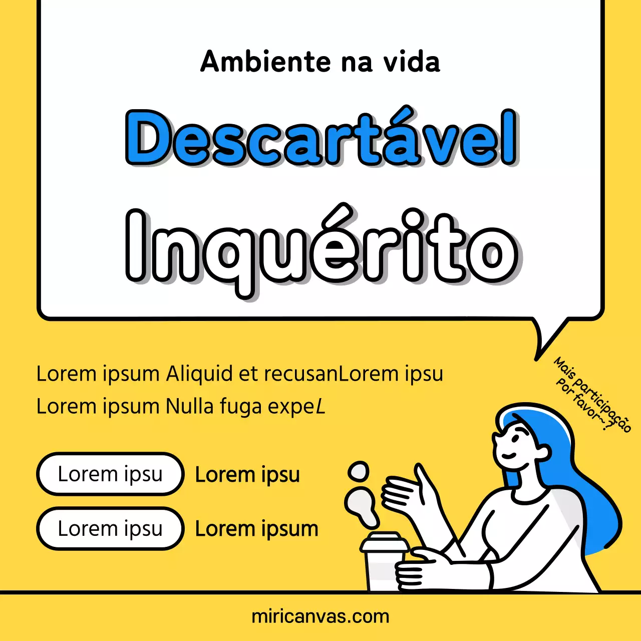 Evento de inquérito sobre os produtos descartáveis amarelos e azuis