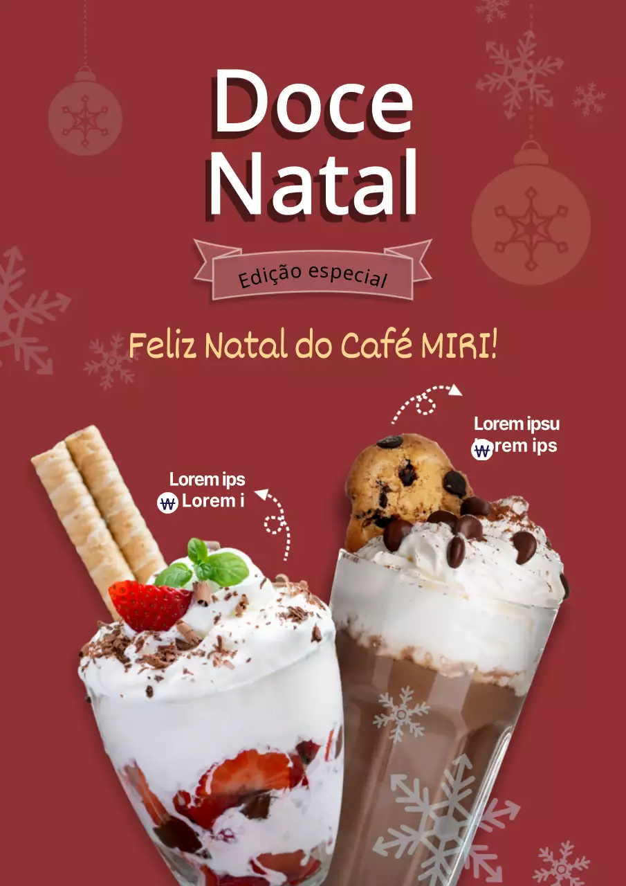 Cartaz promocional para o menu de bebidas da edição de Natal