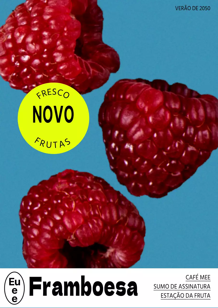 Publicar um cartaz de fruta vintage em vermelho e azul claro