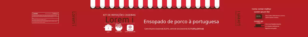 Rótulo ilustrado do guisado de kimchi de porco vermelho