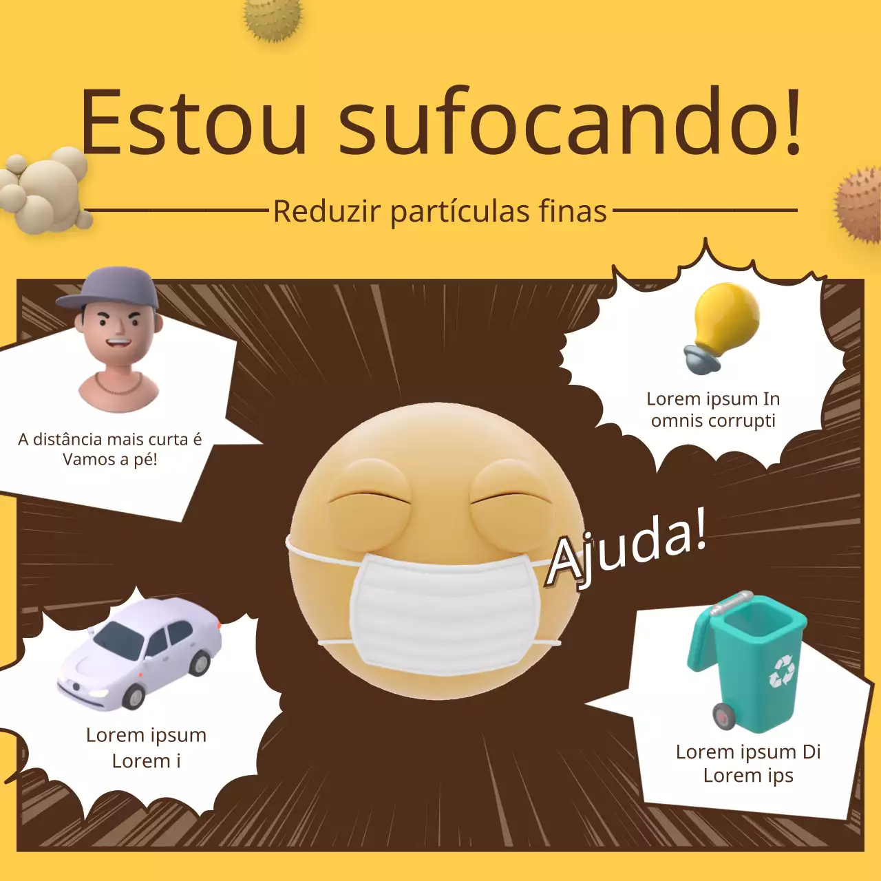 Como reduzir as poeiras finas num desenho animado Conceito de ilustração 3D