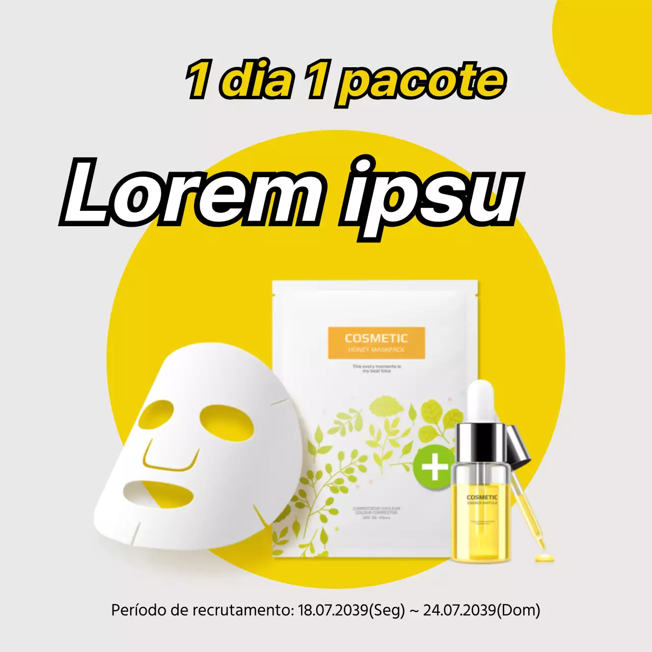 Amarelo 1 Dia 1 Pack Beauty Experience Group Recrutamento do Grupo de Experiências Mask Pack