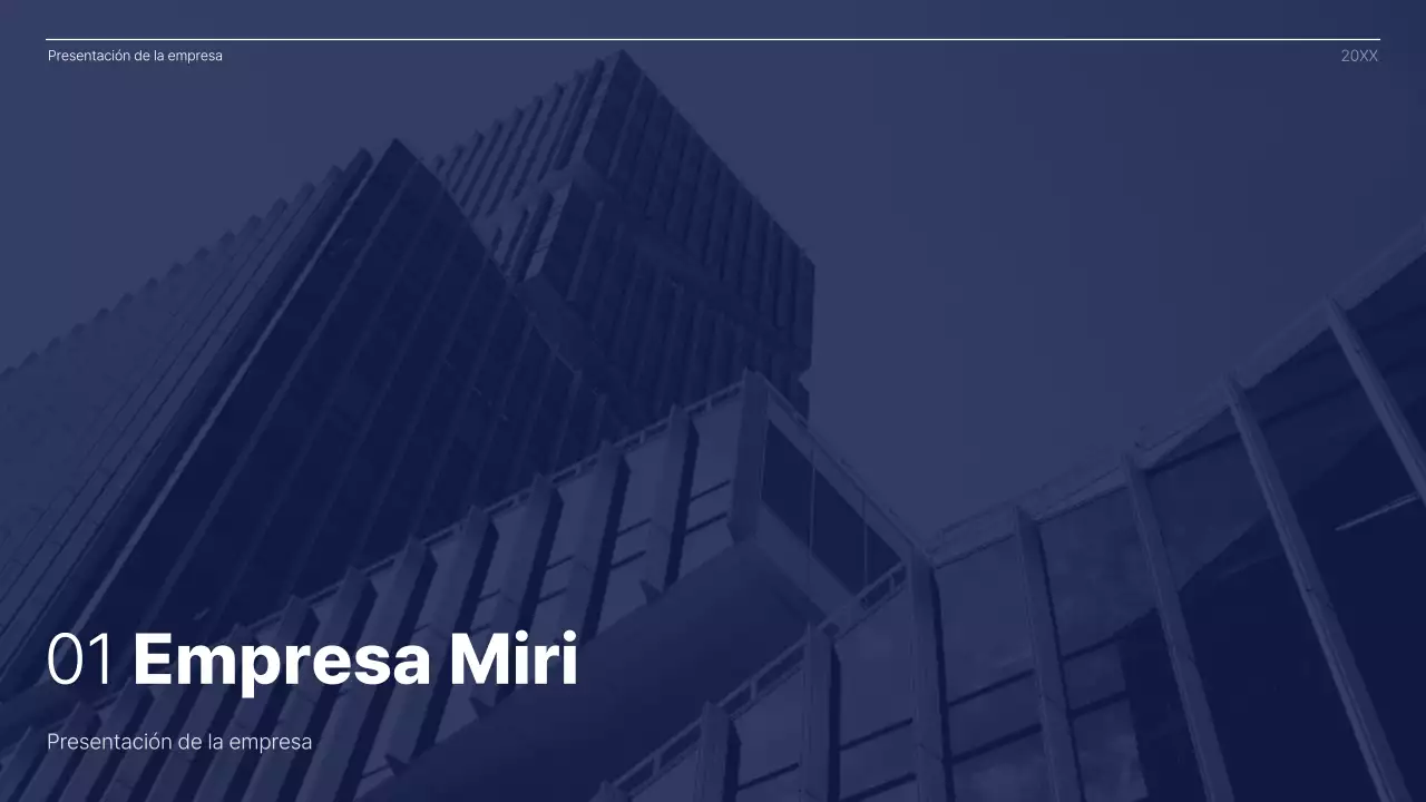 Concepto sencillo en azul marino y blanco de informe de gestión empresarial