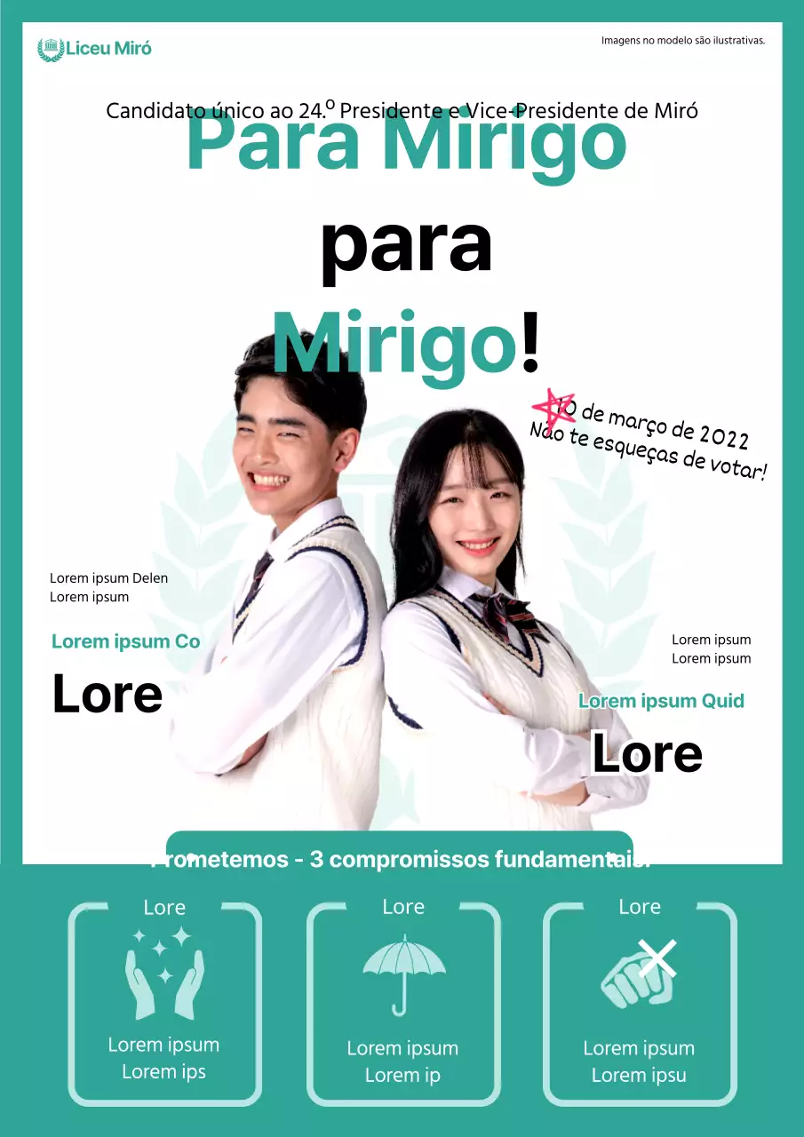Webposter sobre as eleições presidenciais com cor de menta