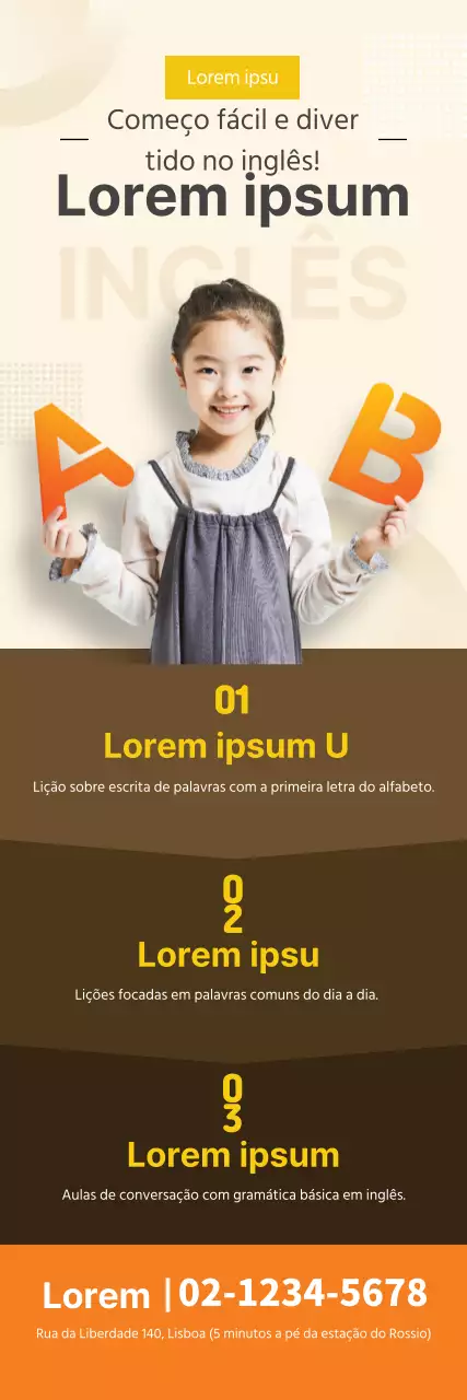 Texto fotográfico cor de laranja destacado Sala de aula de inglês limpa Promova a sua escola