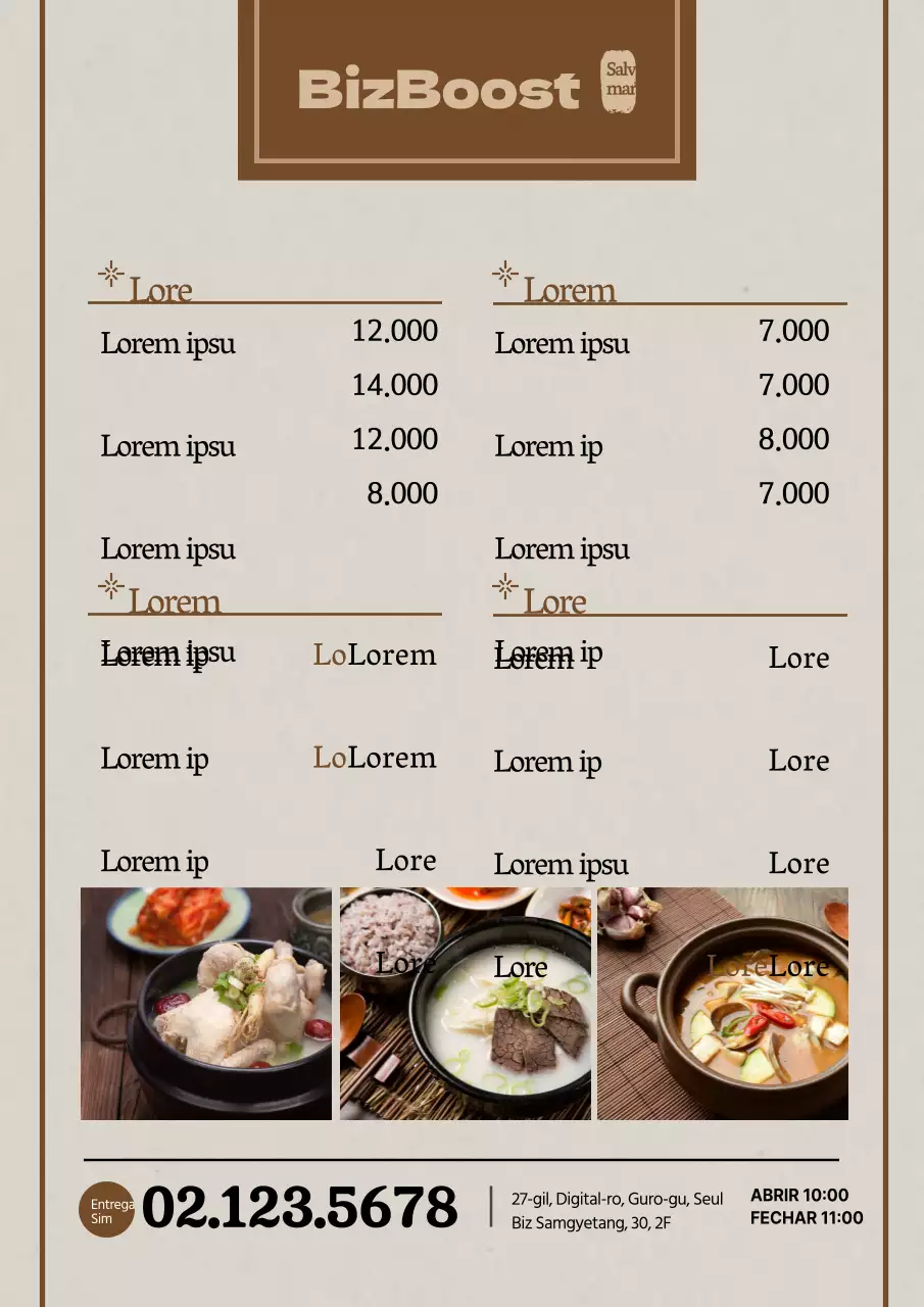 Ementa deste restaurante sofisticado de hotpot shabu-shabu