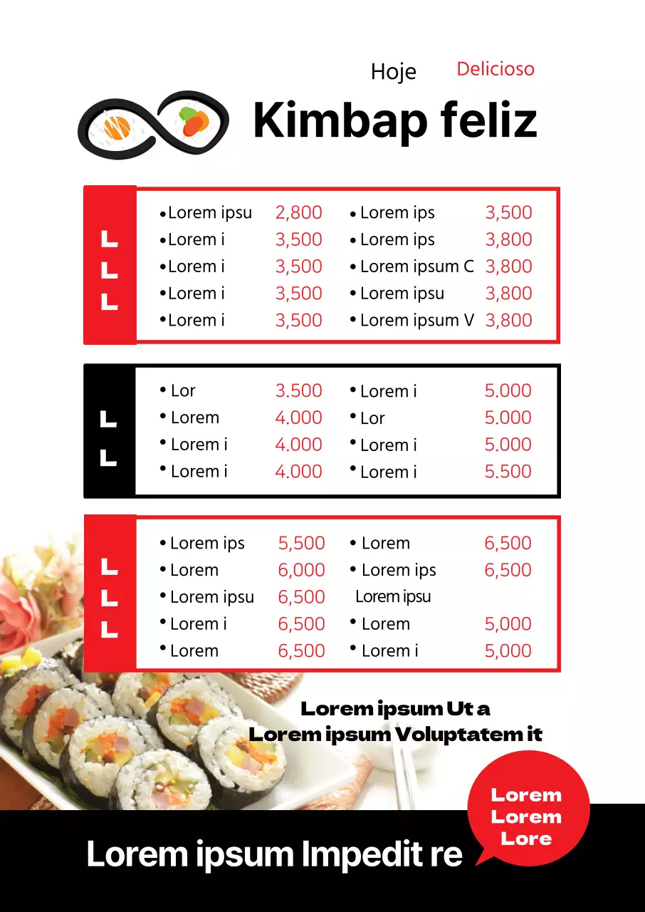 logotipo vermelho preto foto bistro kimbap menu