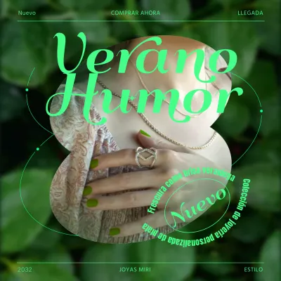 Promociona joyas tipográficas en verde y chartreuse fluorescente para un look de lujo