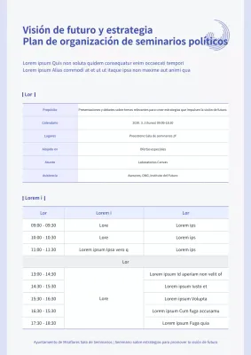 Un programa de seminario limpio y en tonos azules