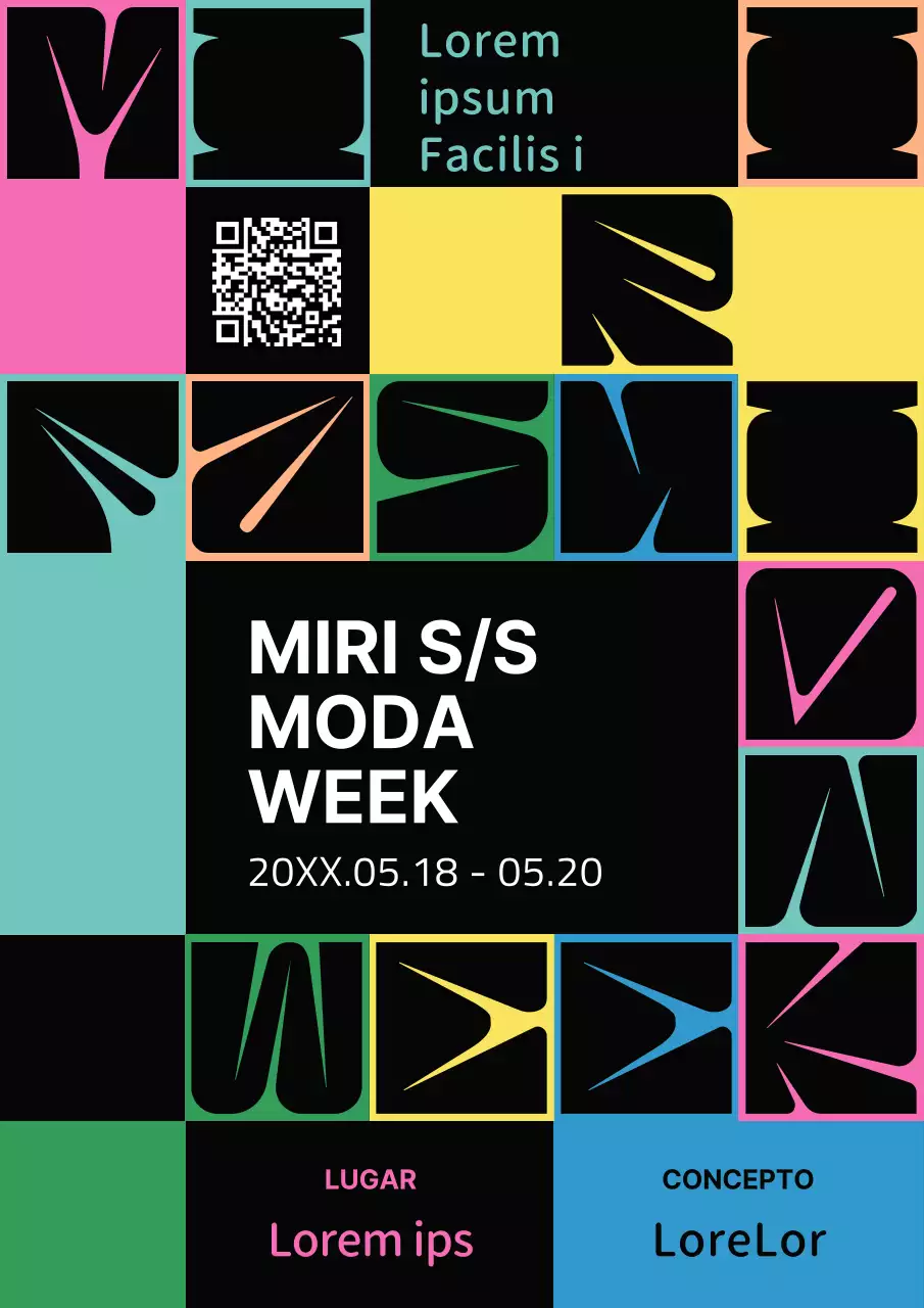 Eventos de la Semana de la Moda con coloridas formas inspiradas en las pasarelas