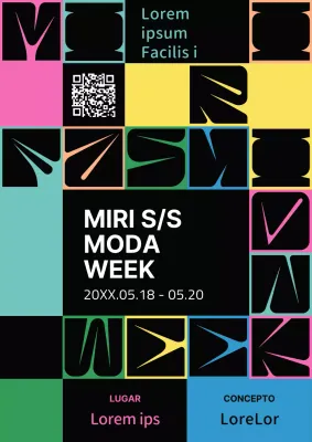 Eventos de la Semana de la Moda con coloridas formas inspiradas en las pasarelas