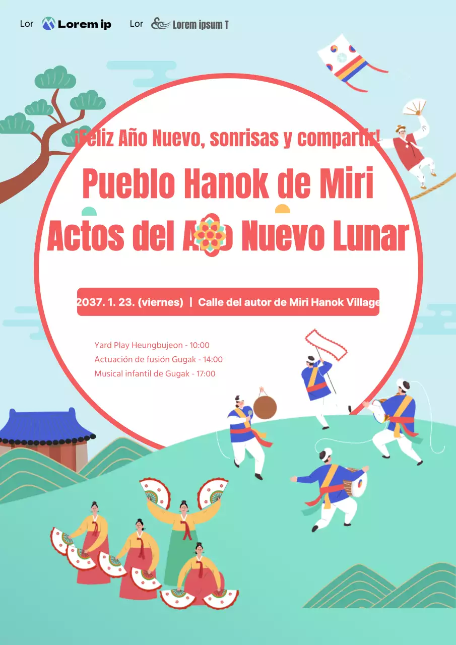 Rojo Un tema ilustrado sencillo y colorido para un acto del Año Nuevo chino