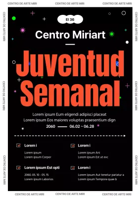 Lanzamiento de concepto Typo con texto naranja sobre fondo negro