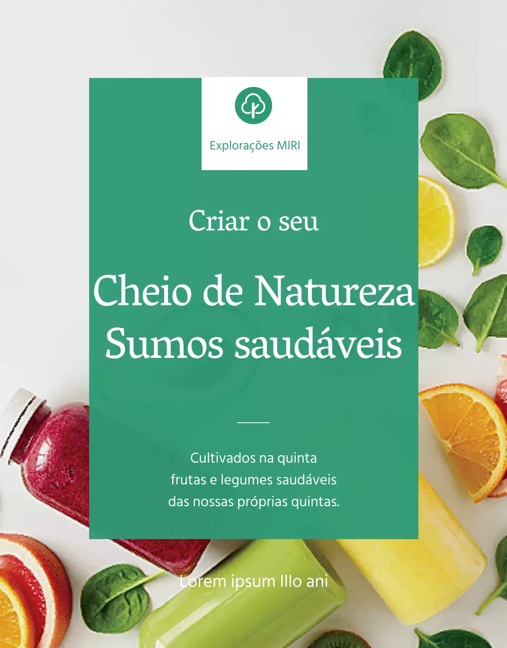 Um apelo à ação para uma bebida saudável verde, da quinta para a mesa