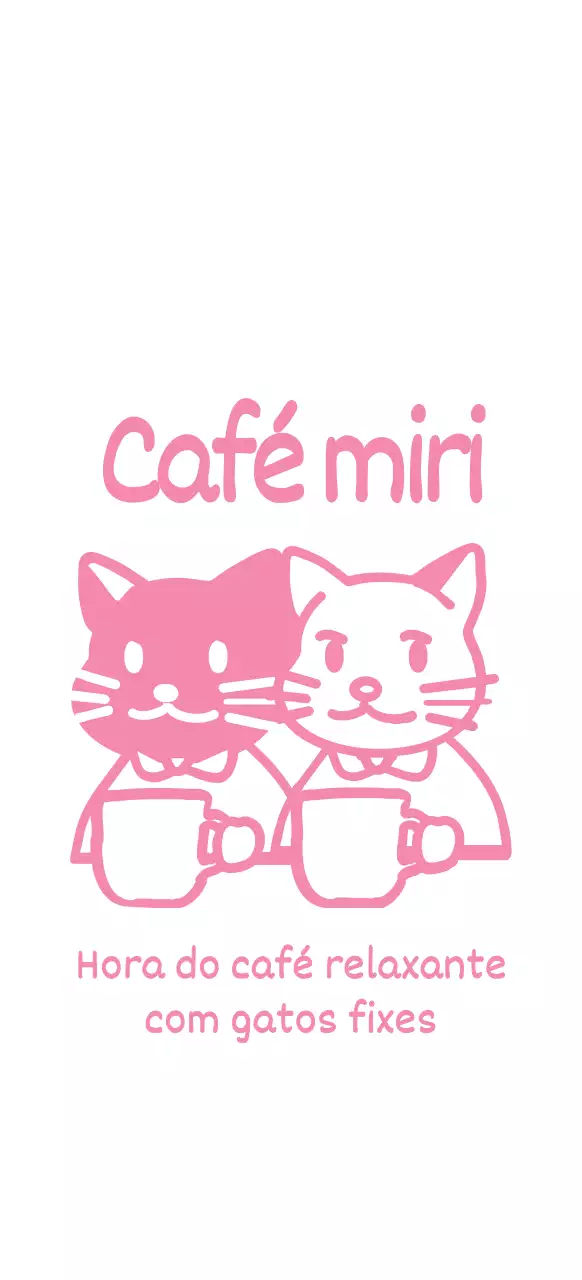 Ilustração de um gato a beber café em cor-de-rosa