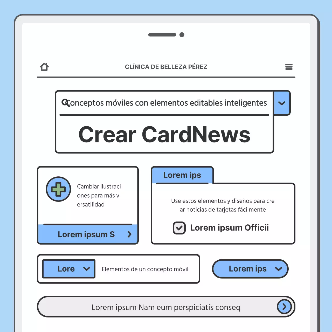 Promocione su hospital con un bonito concepto de móvil en azul claro
