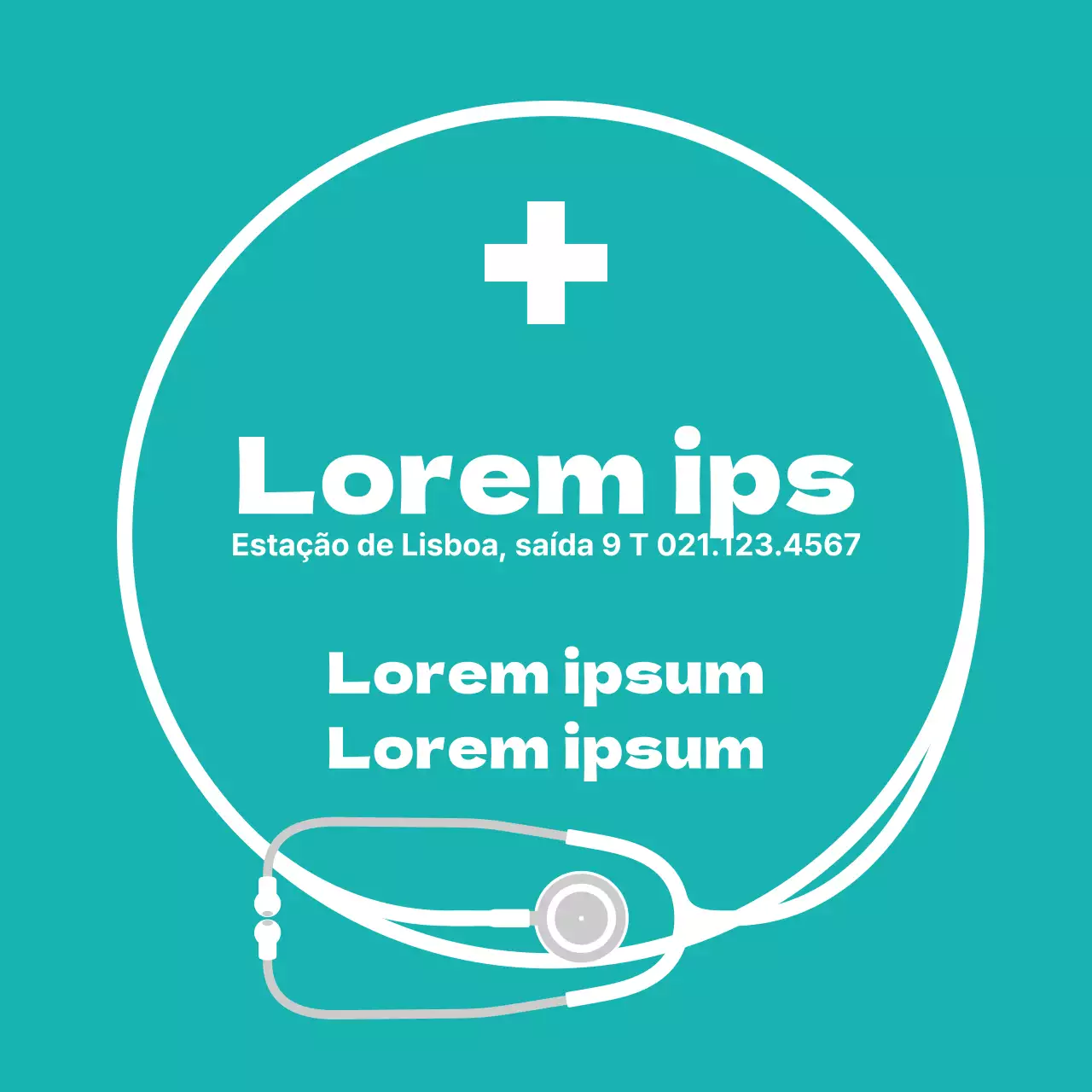 Rótulo de hospital geral com ilustração simples de hortelã