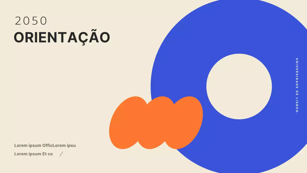 Uma apresentação de orientação com um design moderno, acentuado por cores arrojadas.