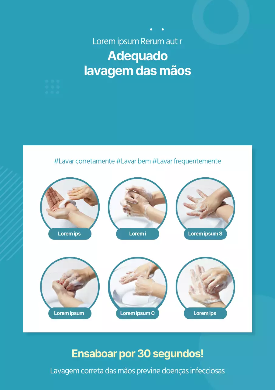 Promoção simples de lavagem das mãos com fotografias de lavagem das mãos em turquesa