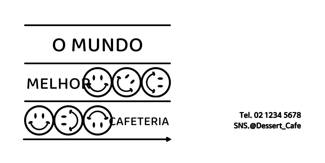 Para informações e serviços de cafetaria com um estilo de combinação de texto e ícones simples e limpo