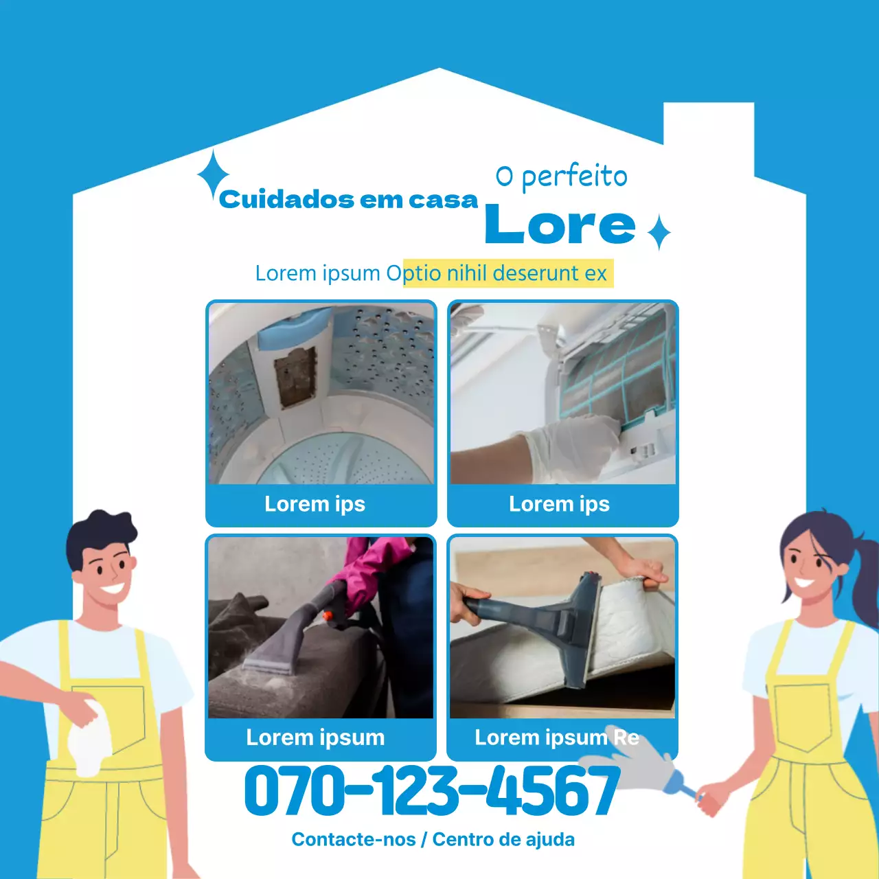 Promova o seu serviço de limpeza ao domicílio com uma fotografia de ilustração azul