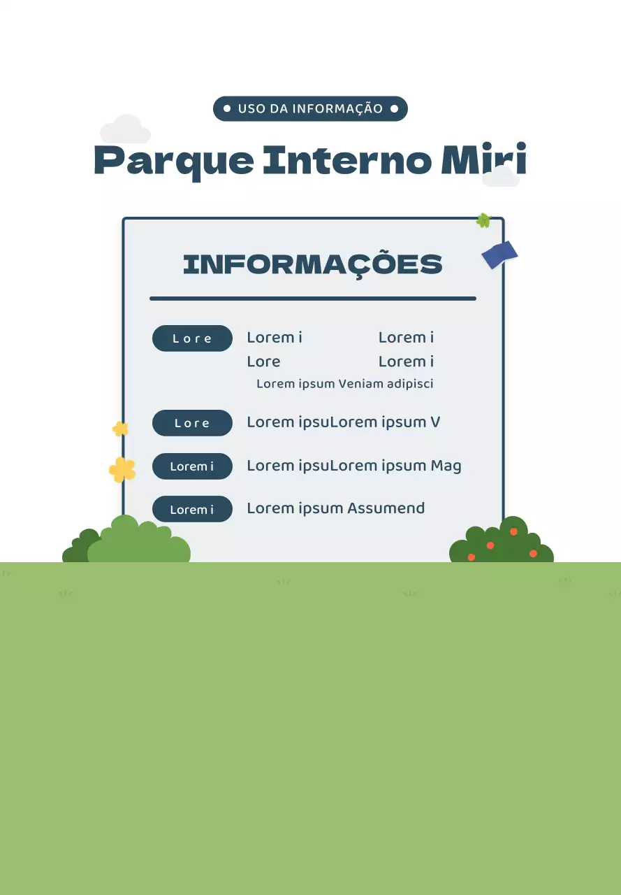 Ilustração gira em azul marinho e verde Informações sobre parques infantis interiores