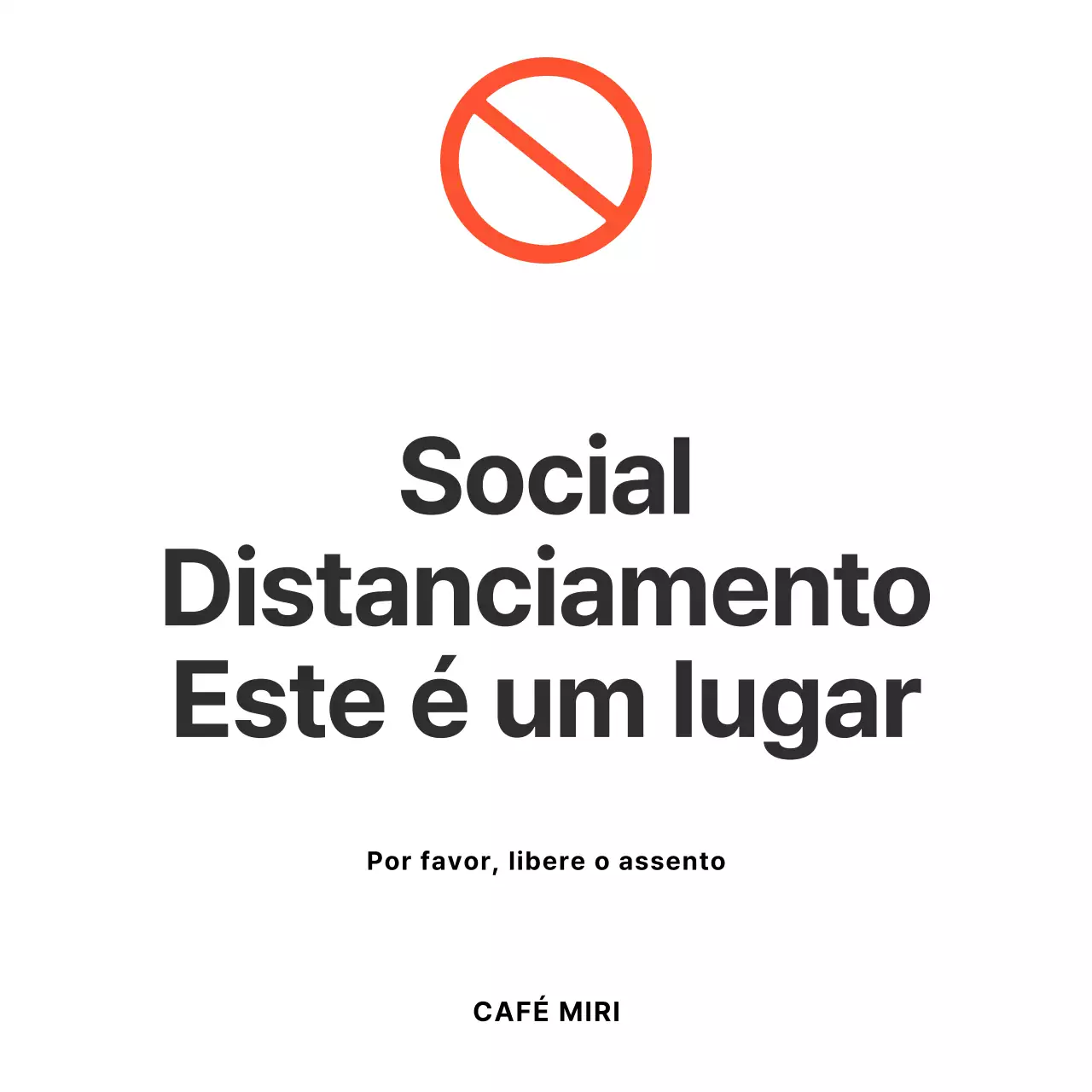 Suporte acrílico simples para sinais de assento de distanciamento social
