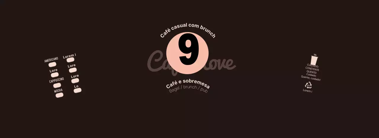 Café com símbolos pretos e cor-de-rosa
