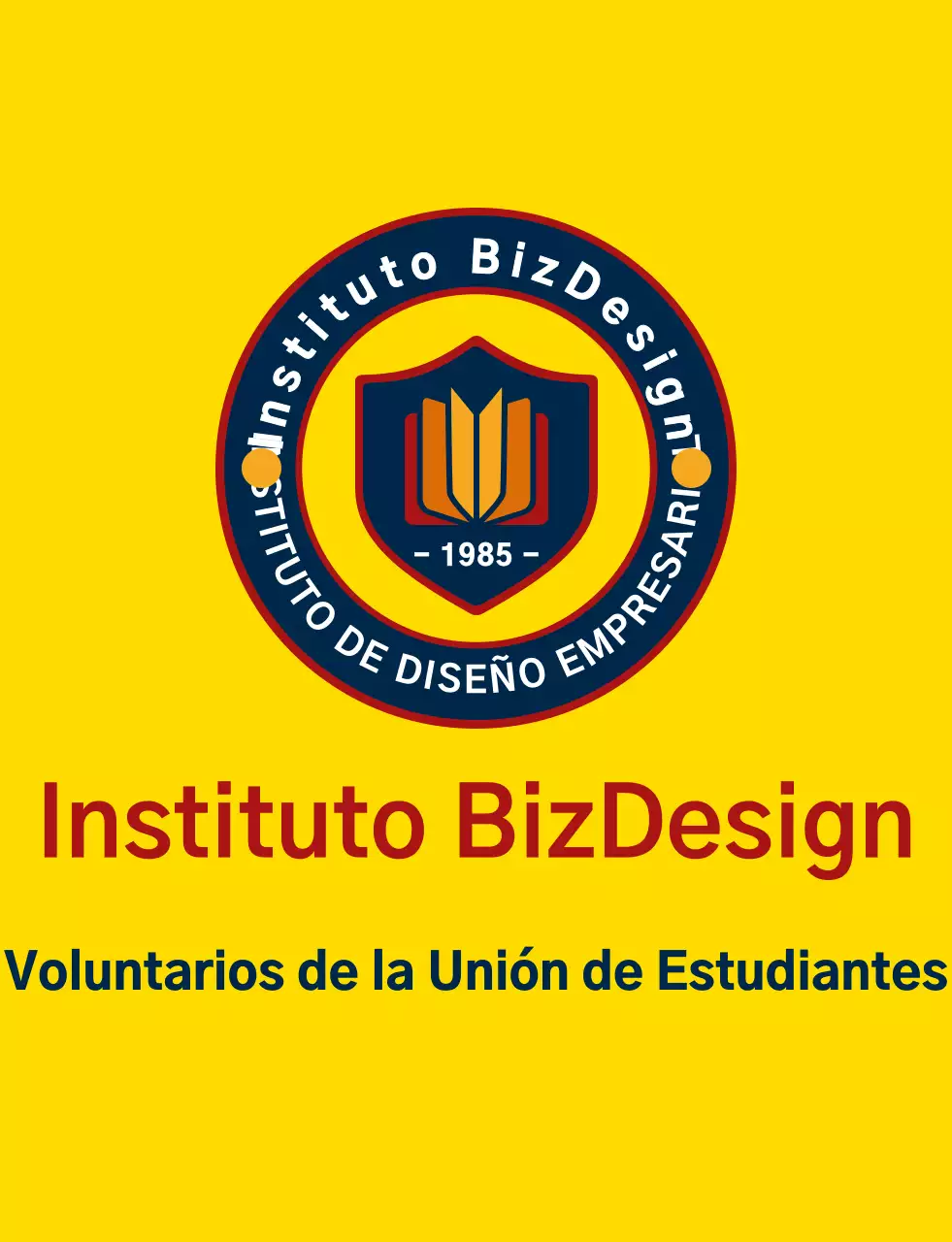Simple y limpio símbolo de escudo y emblema logotipo estilo combinación en amarillo y azul marino-rojo Organización de servicio de gobierno de estudiantes de secundaria.