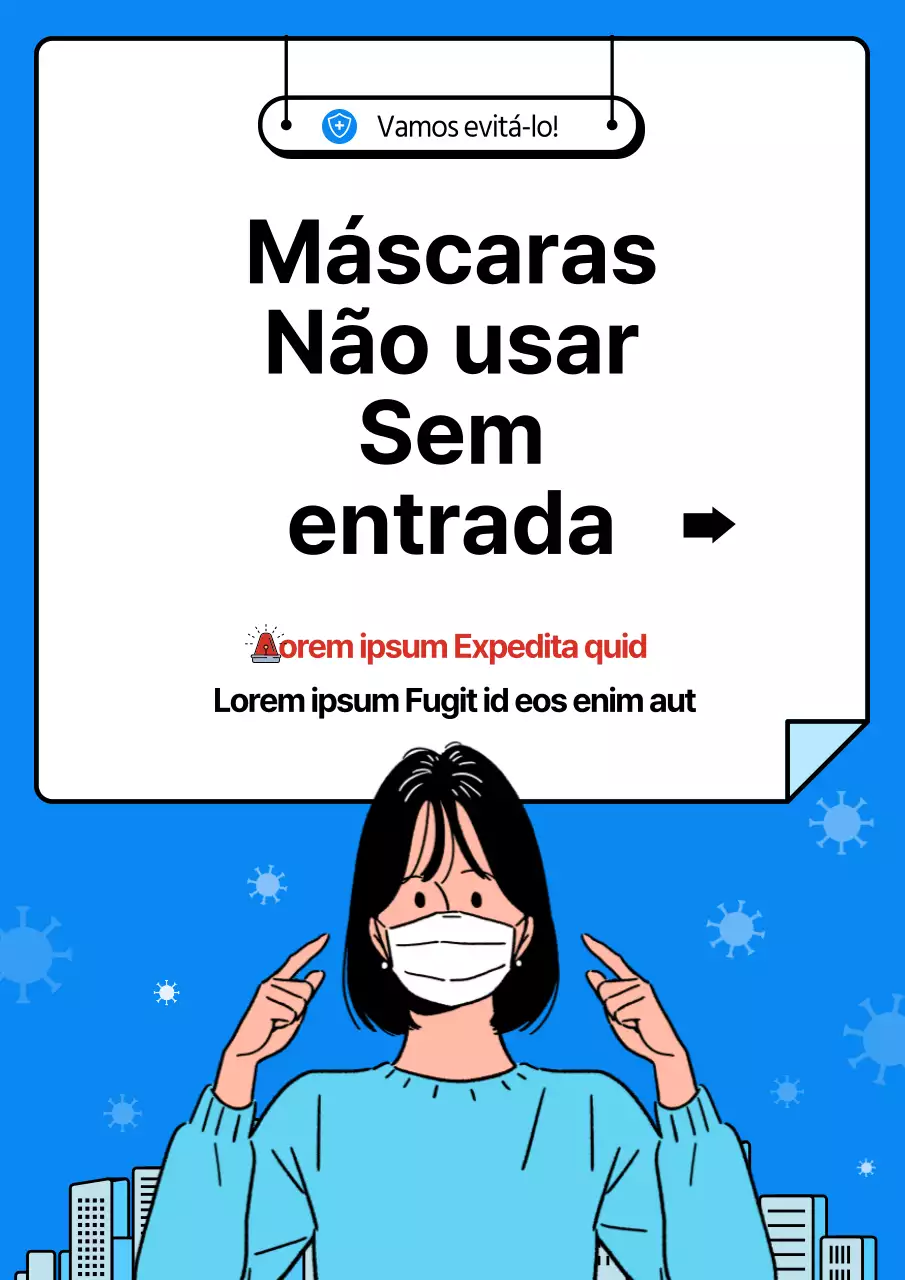 Um guia azul e branco de distanciamento social para prevenir a COVID-19
