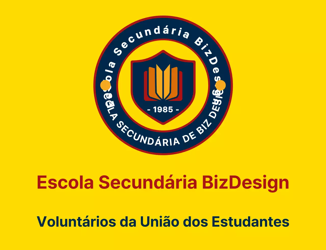 Símbolo de escudo simples e limpo e estilo de combinação de logótipo de emblema em amarelo e azul-marinho-vermelho Organização de serviços governamentais para estudantes do ensino secundário