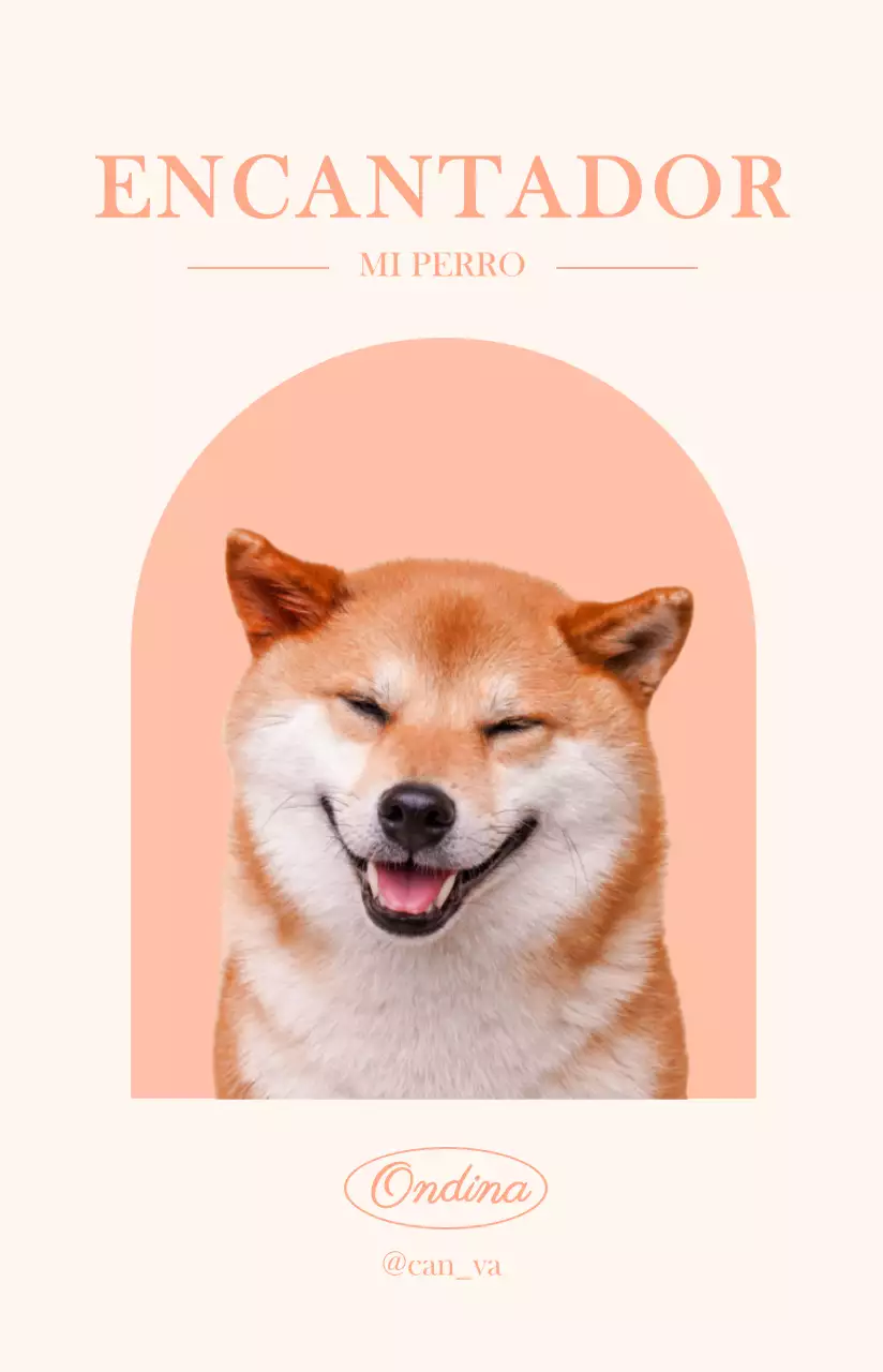 Marco arqueado con una simpática foto de mascota en blanco y rosa