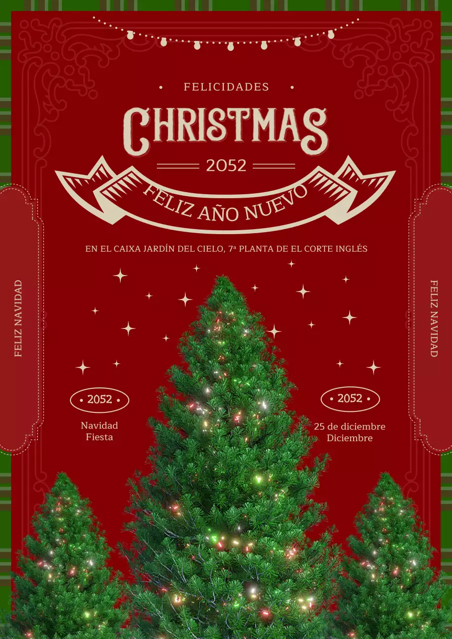 Guía de fiestas navideñas de fin de año en rojo y verde