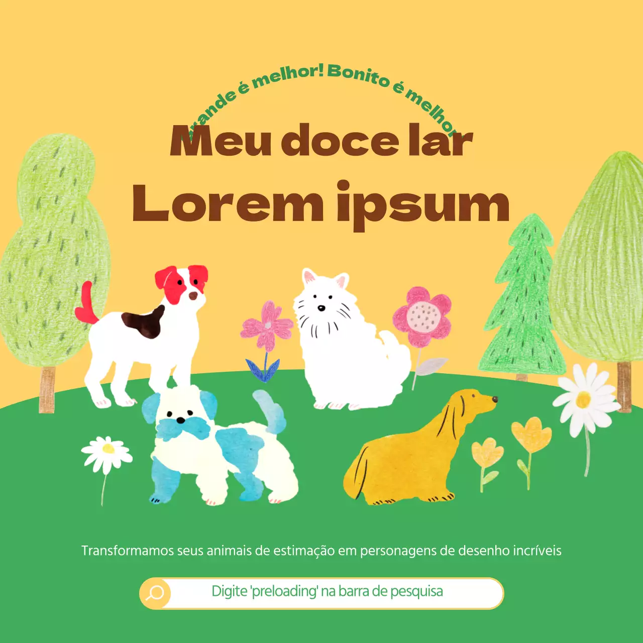 Retrato de cão personalizado em tons de amarelo-verde Conteúdo promocional