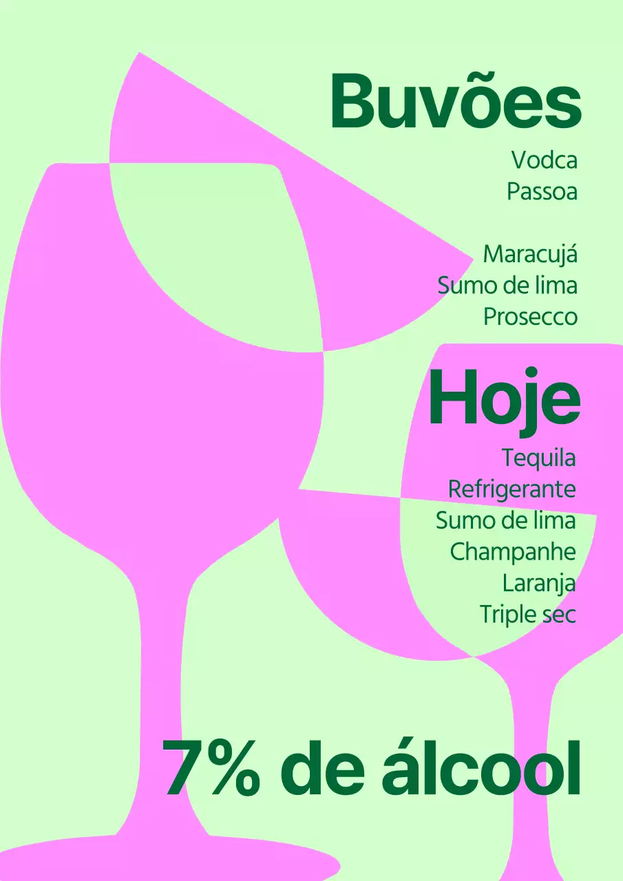 Cartaz de cocktail em chartreuse e rosa