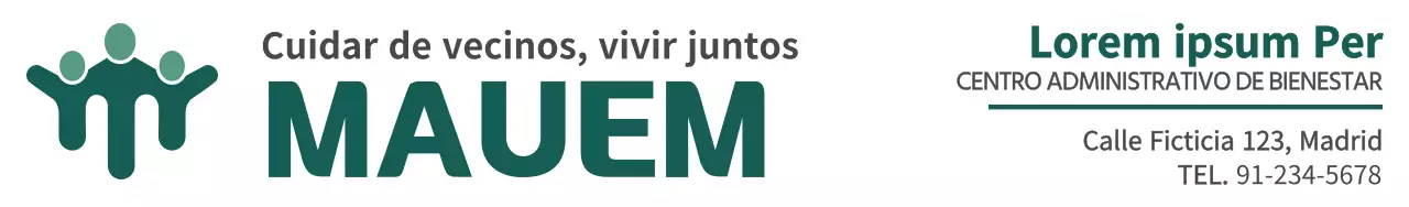 Diseño de centro de bienestar administrativo con el nombre y el logotipo del centro de bienestar administrativo en verde oscuro.